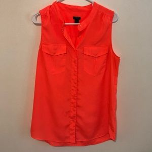 J. crew neon orange button down size 12